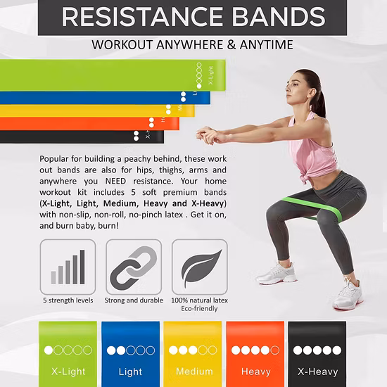 Workout Sport Small Loop Pilates Set 5 Resistance Mini Band